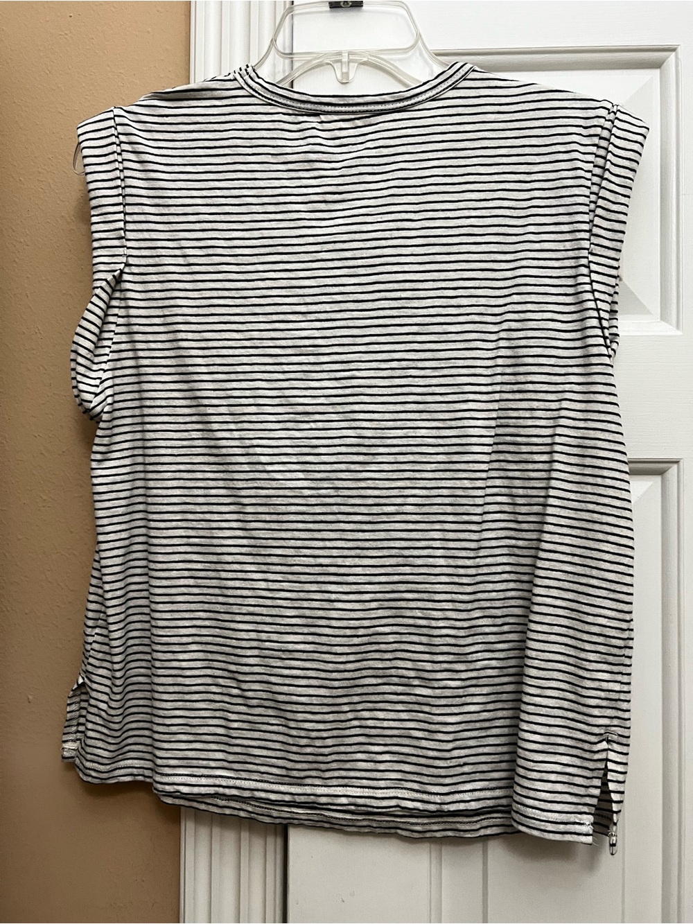 Pilcro Black & White Striped Ruched Muscle Tee - Picture 5 of 8